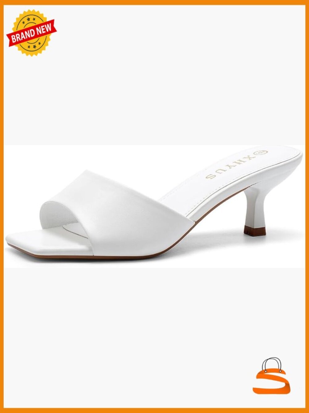 Square-Toe Open-Toe Stiletto Sandals - Low Heel Mule Design